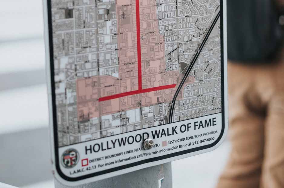 Hollywood walk of fame: the map